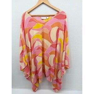Kim Graver Women's Plus Size 5X Kimono Style Tunic Top Bright Colorful